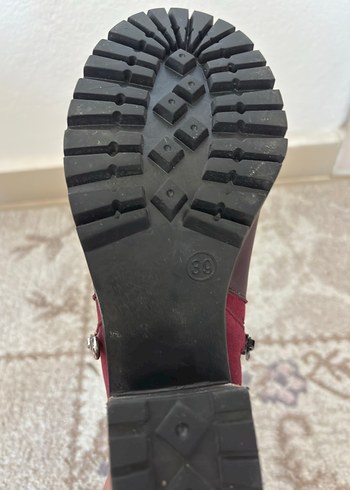 Bordo Kadın Süet Dolgu Topuklu Bot - Görsel 4