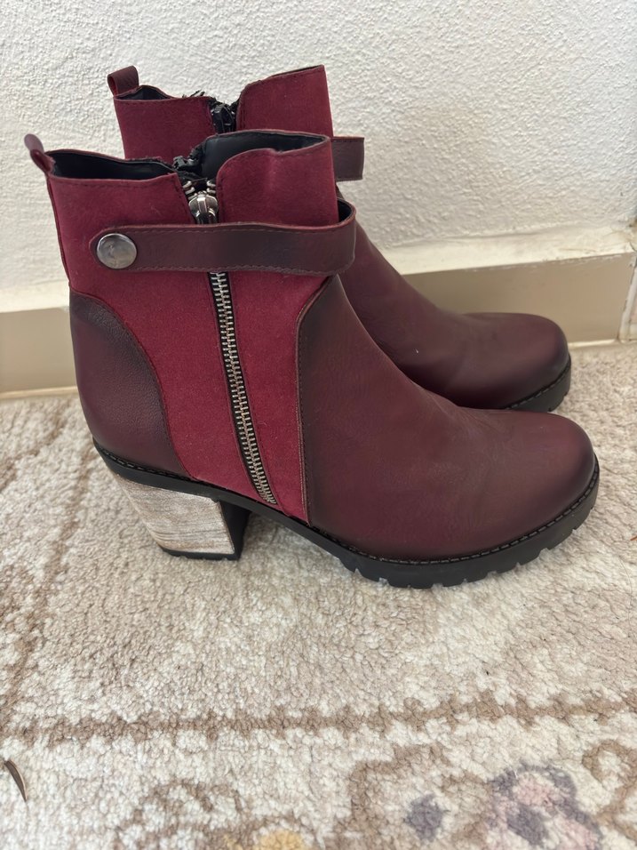 Bordo Kadın Süet Dolgu Topuklu Bot - Görsel 2