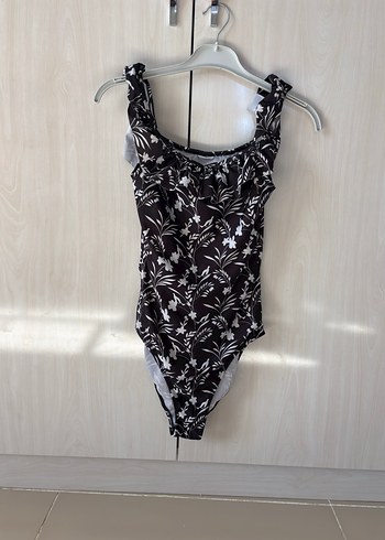 Fırfırlı Siyah Desenli Midi Mayo - Görsel 2