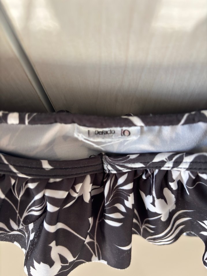 Fırfırlı Siyah Desenli Midi Mayo - Görsel 3