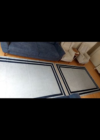 2 adet 4 m2 Gri Çizgili Modern Halı - Görsel 2