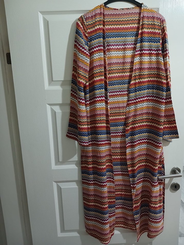 Çok Renkli Uzun Kadın kimono - Görsel 3