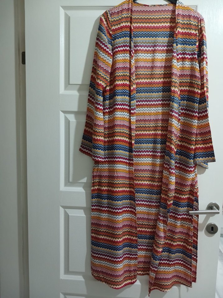 Çok Renkli Uzun Kadın kimono - Görsel 2