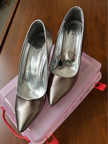 37 Beden Gümüş stiletto ayakkabı