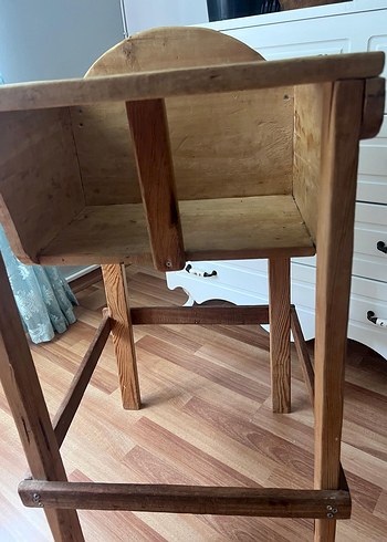 Beden camel Renk Ahşap Klasik Bebek Mama Sandalyesi