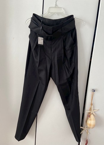 Network Kemerli Siyah Kadın Kumaş Pantolon - Görsel 4