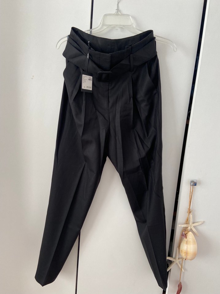 Network Kemerli Siyah Kadın Kumaş Pantolon - Görsel 4