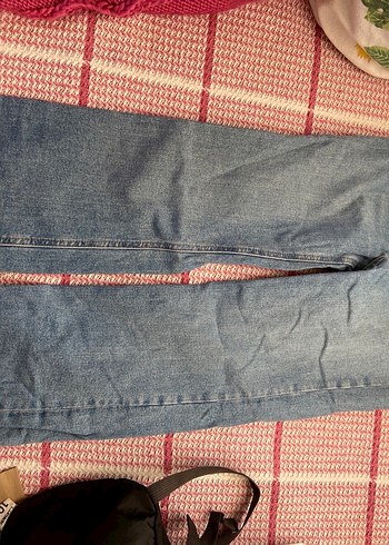 Mavi düz Kesim Midi Denim Kadın Pantolon - Görsel 2