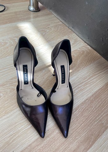 Zara Siyah Deri Stiletto Topuklu Kadın Ayakkabı - Görsel 2
