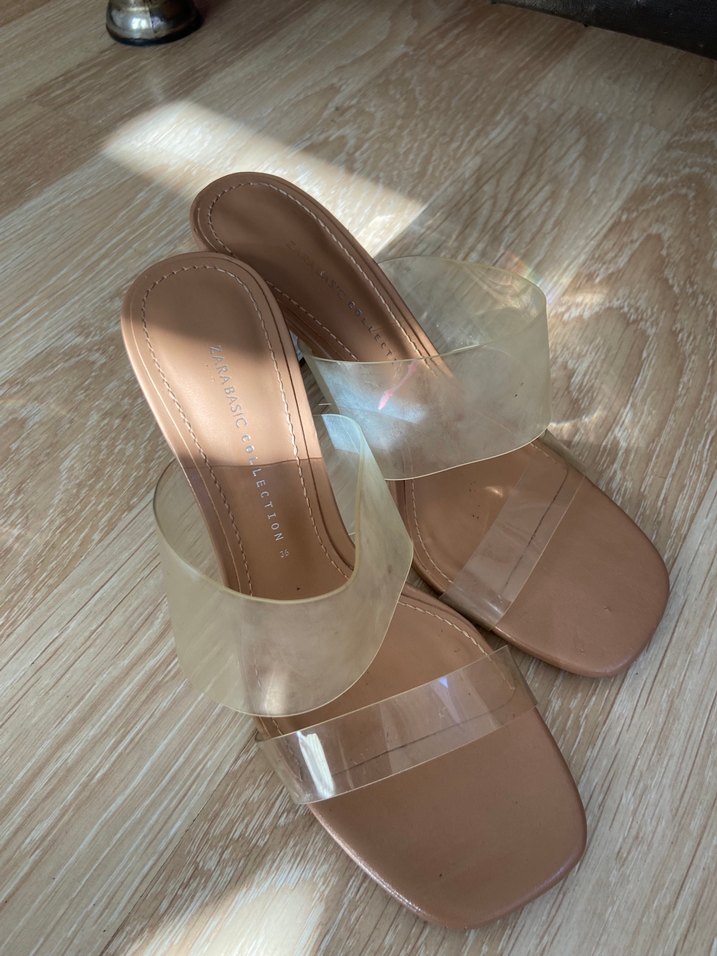 Zara Bej Şeffaf Bantlı Kadın Terlik - Görsel 3