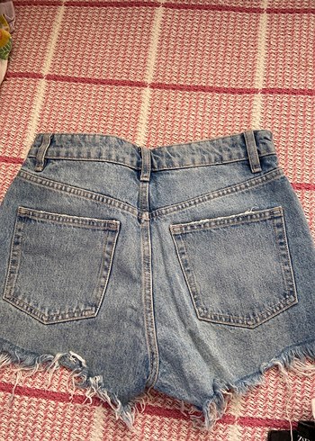 Zara Düğmeli, Bağlama Desenli Bohem Kadın Denim Şort - Görsel 4