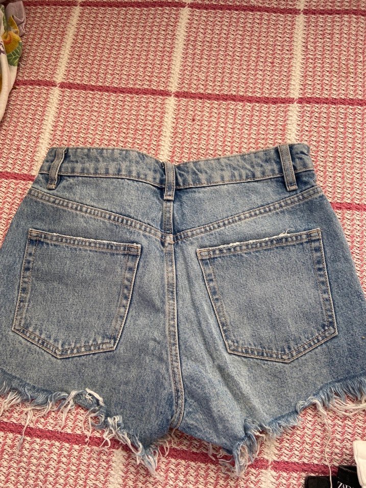 Zara Düğmeli, Bağlama Desenli Bohem Kadın Denim Şort - Görsel 4