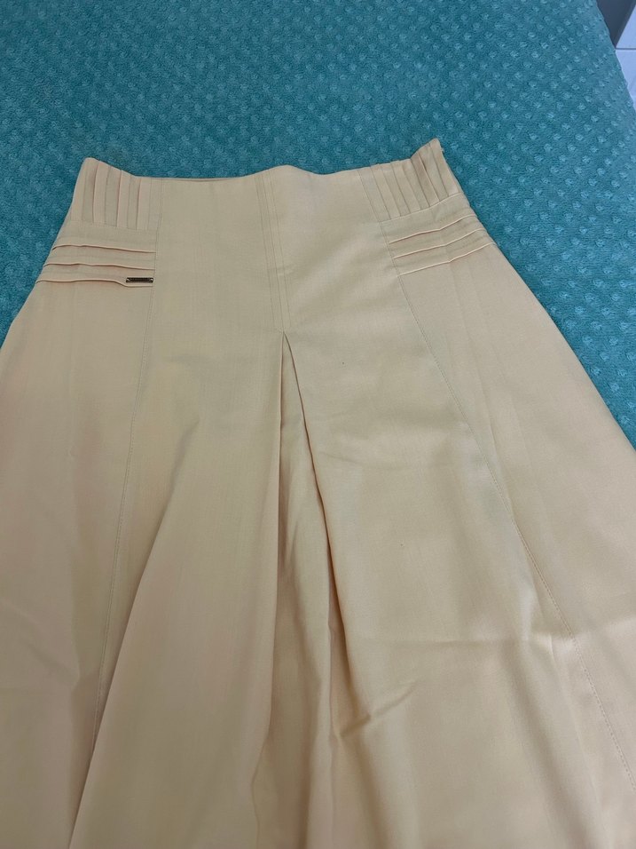 Limon sarısı Kadın Piliseli Uzun Etek - Görsel 2