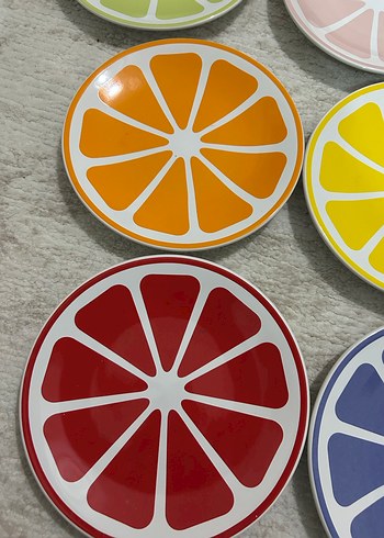 Renkli Meyve Dilimi Desenli tatlı Tabak Seti - Görsel 3