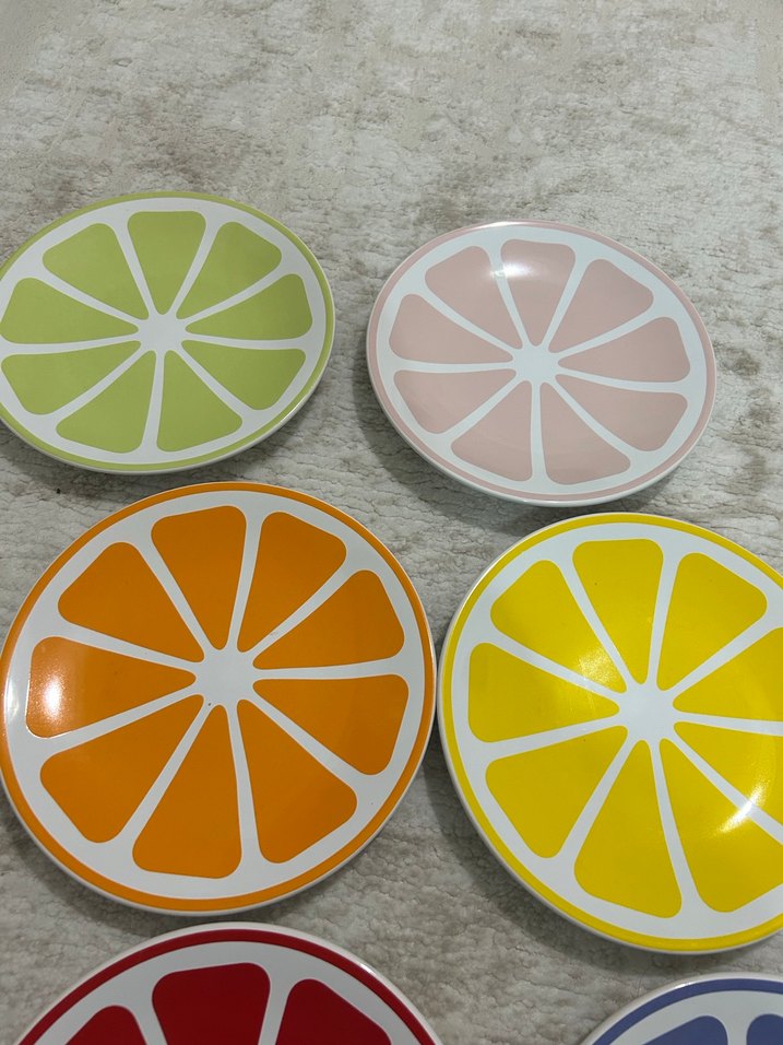 Renkli Meyve Dilimi Desenli tatlı Tabak Seti - Görsel 4