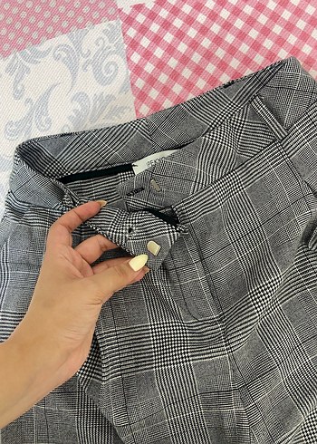 36 Beden ipekyol Gri Kareli Kadın Kumaş Pantolon