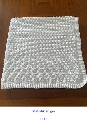 Parlak Beyaz Örgü Çocuk Battaniyesi - Görsel 3