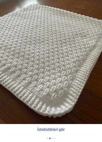 Parlak Beyaz Örgü Çocuk Battaniyesi - Görsel 2