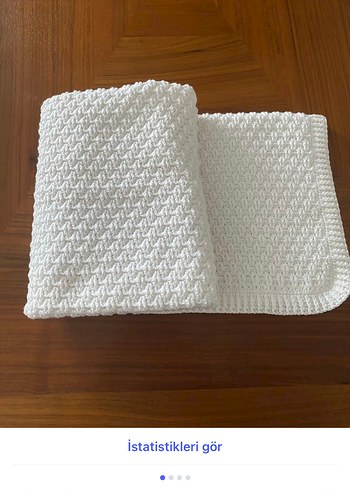 Parlak Beyaz Örgü Çocuk Battaniyesi - Görsel 4