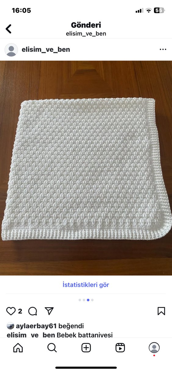 Parlak Beyaz Örgü Çocuk Battaniyesi - Görsel 3