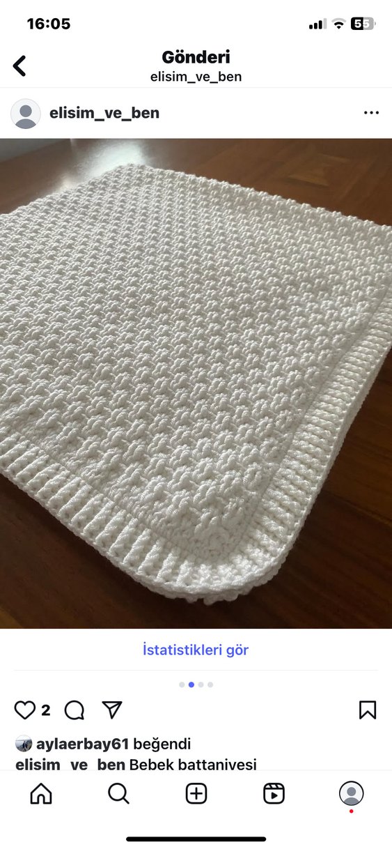 Parlak Beyaz Örgü Çocuk Battaniyesi - Görsel 2