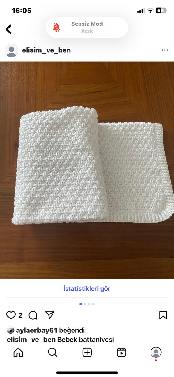 Parlak Beyaz Örgü Çocuk Battaniyesi - Görsel 4