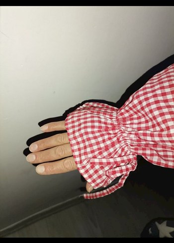 Kızlar İçin Kırmızı Kareli Fırfırlı Bolero - Görsel 3