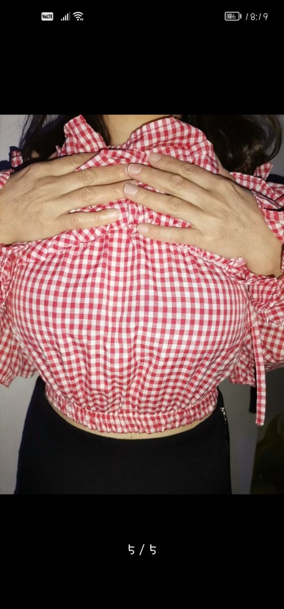 Kızlar İçin Kırmızı Kareli Fırfırlı Bolero - Görsel 4