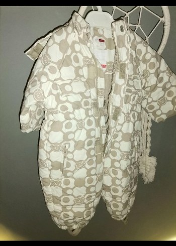 Düğmeli Bebek  Tulumu Gri-Beyaz - Görsel 4