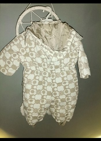 Düğmeli Bebek  Tulumu Gri-Beyaz - Görsel 3