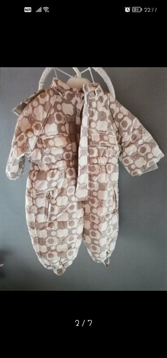 Düğmeli Bebek  Tulumu Gri-Beyaz - Görsel 2