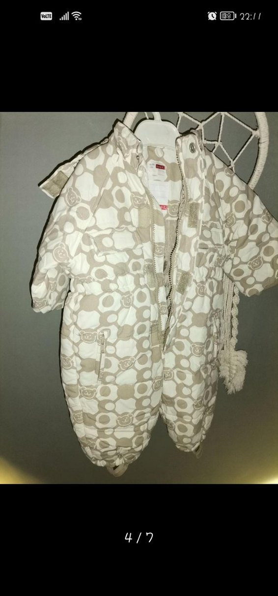 Düğmeli Bebek  Tulumu Gri-Beyaz - Görsel 4