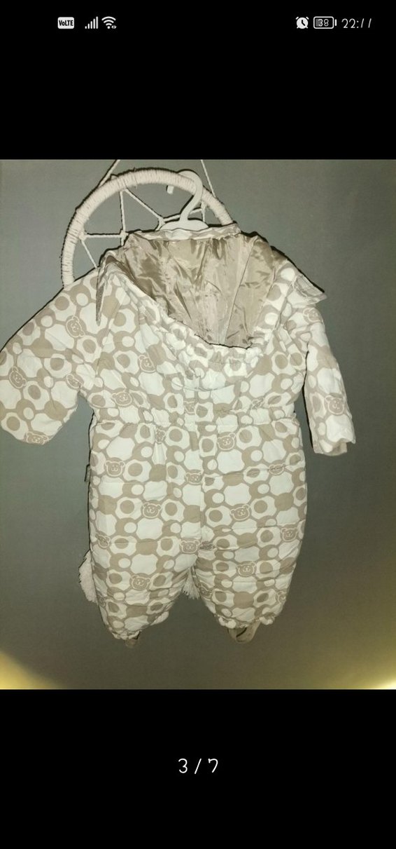 Düğmeli Bebek  Tulumu Gri-Beyaz - Görsel 3