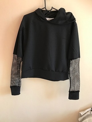 Zara Kapüşonlu file sweatshirt 