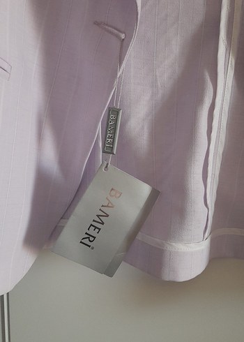 Düğmeli Mor Kadın Midi Blazer Ceket - Görsel 2