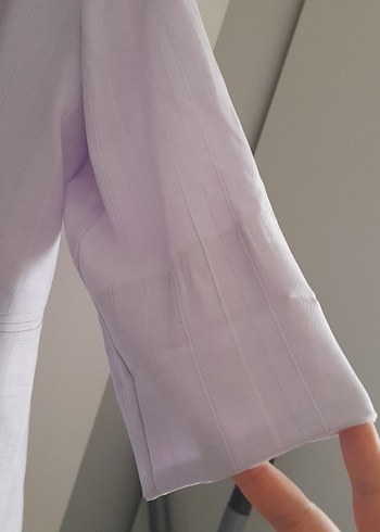 Düğmeli Mor Kadın Midi Blazer Ceket - Görsel 4