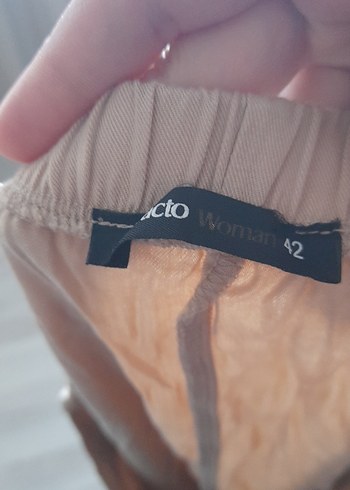 Düğmeli Bej Keten Uzun Etek - Görsel 5