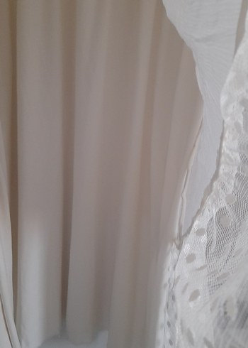 Beyaz V Yaka Bohem Midi Elbise - Görsel 2