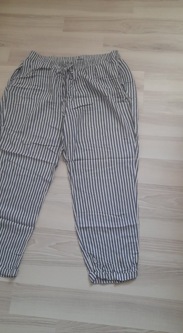 beyaz Çizgili Kadın Pantolon - Görsel 2