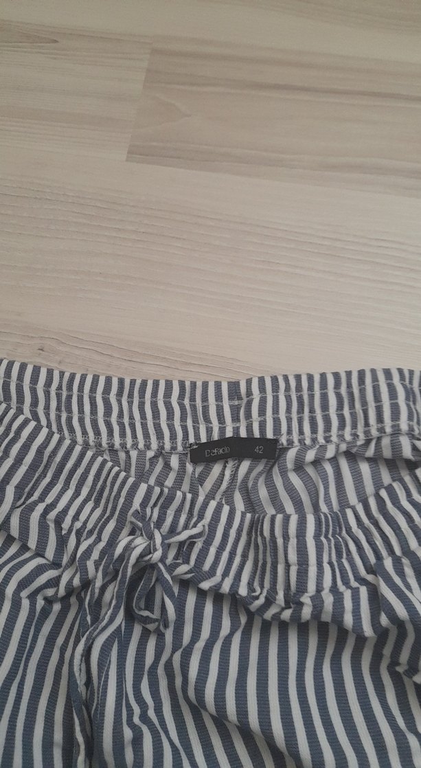 beyaz Çizgili Kadın Pantolon - Görsel 3