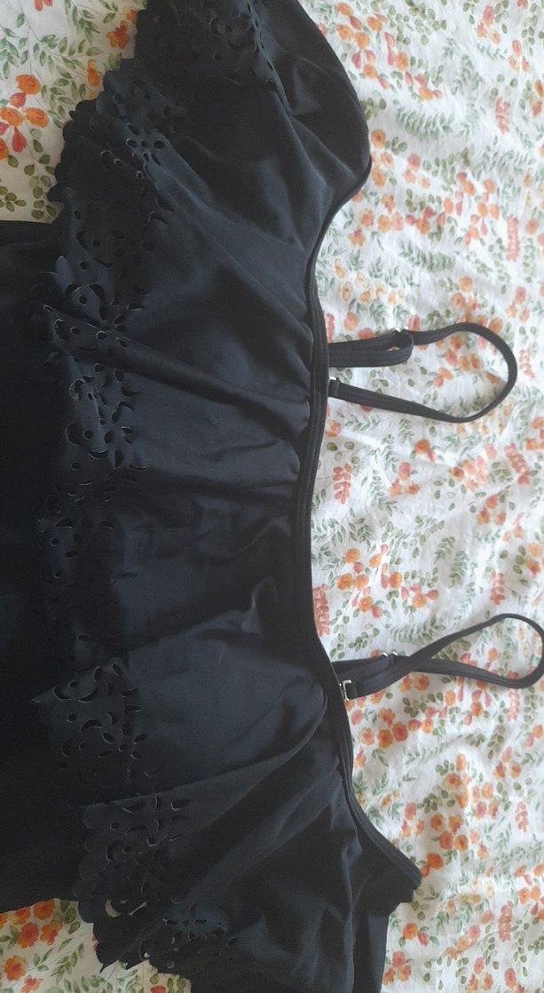 Siyah Fırfırlı Strappy Kadın Mayo - Görsel 2