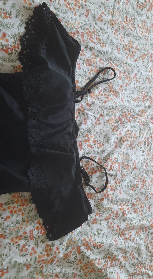 Siyah Fırfırlı Strappy Kadın Mayo - Görsel 4