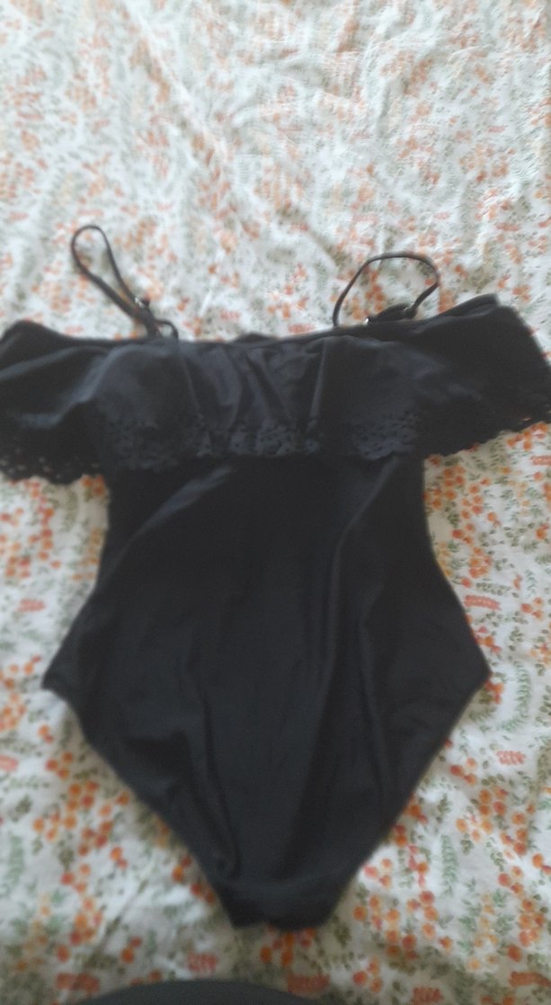 Siyah Fırfırlı Strappy Kadın Mayo - Görsel 5