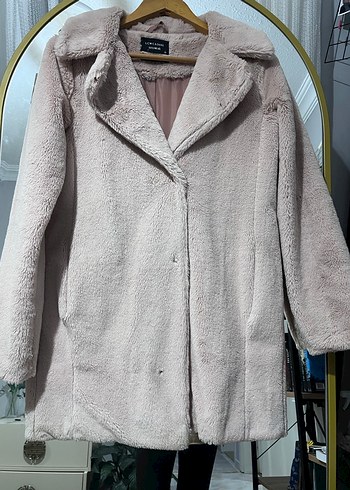 LC Waikiki Bej Midi Boy Suni Kürklü Kadın Kaban