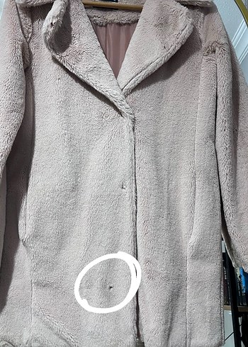 s Beden pembe Renk Bej Midi Boy Suni Kürklü Kadın Kaban