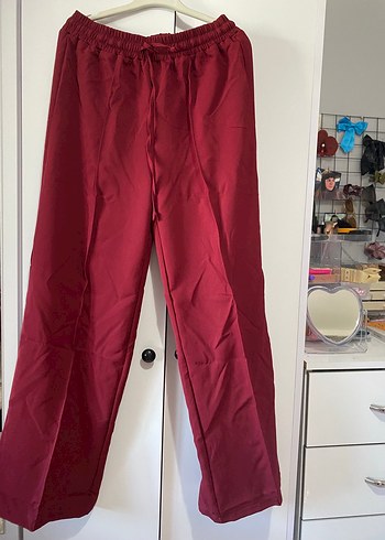 Trendyol & Milla Kadın Bordo Salaş Midi Kumaş Pantolon