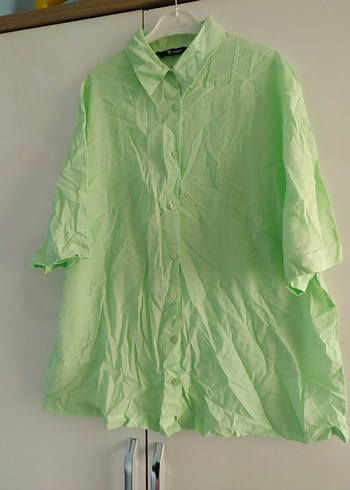 Yeşil Keten Kadın Gömlek - Görsel 2