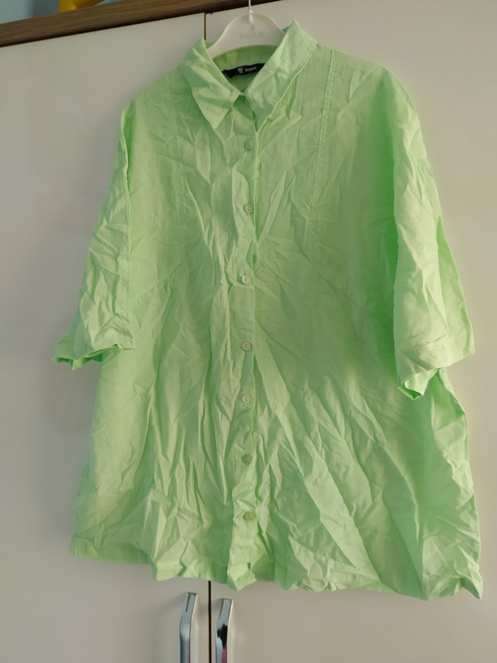 Yeşil Keten Kadın Gömlek - Görsel 2