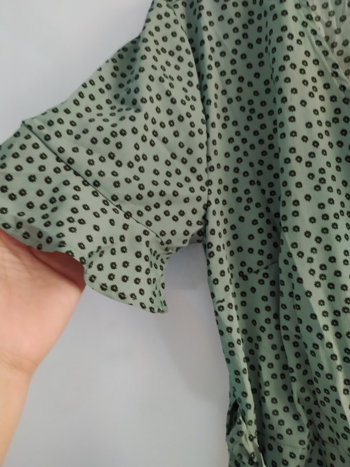 Yeşil V Yaka Salaş Midi Elbise - Görsel 2