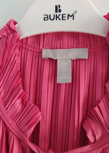 Piliseli Pembe Kolsuz Uzun Keten Elbise - Görsel 2